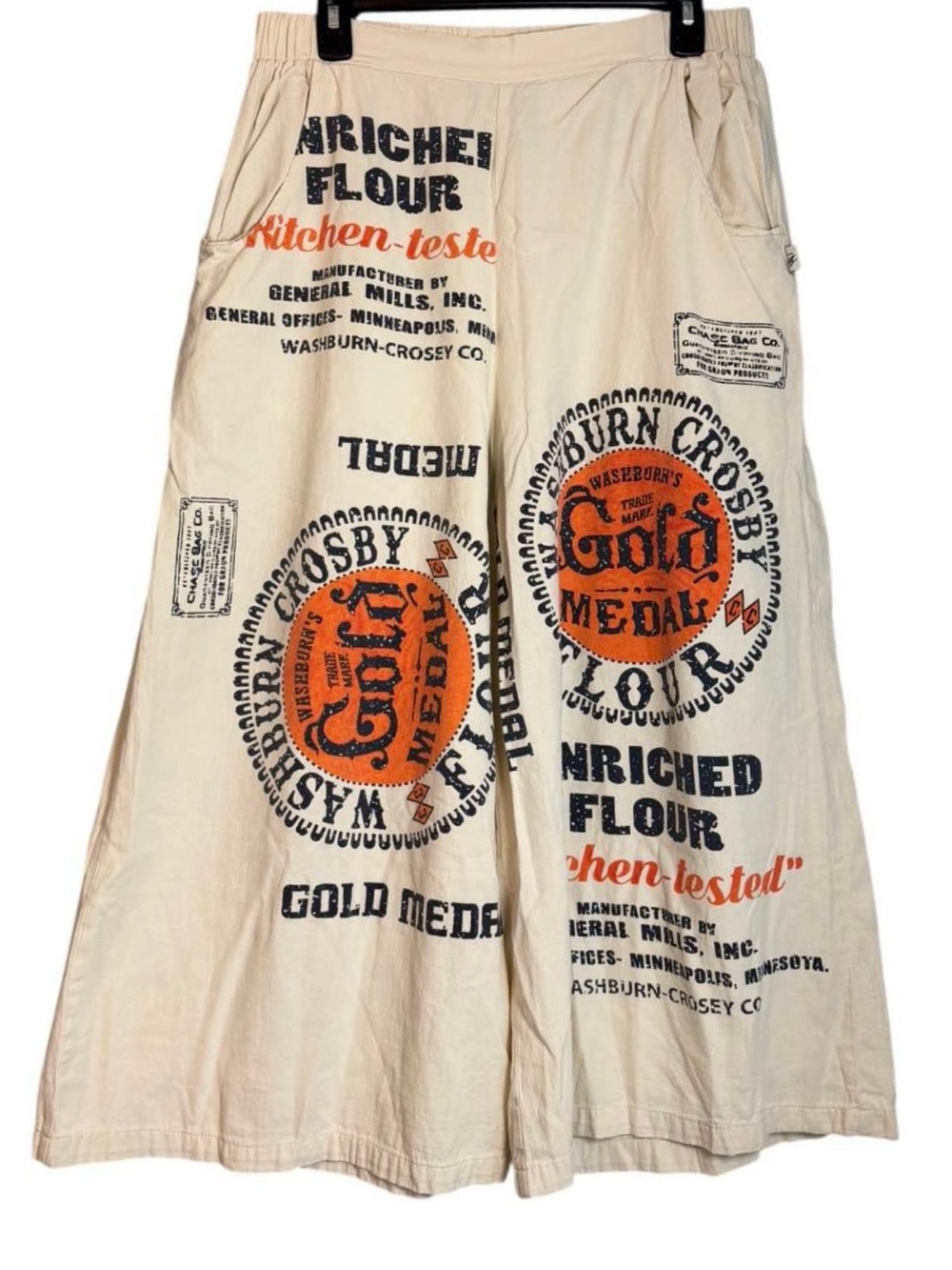 Jaded Gypsy Golden Heirloom Flour Pants Cropped Wide Leg Cotton Sz L/XL
